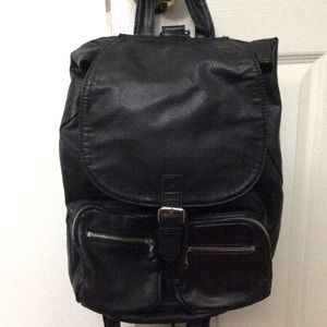 Trendy Casual Basic Black Backpack Strap & Button